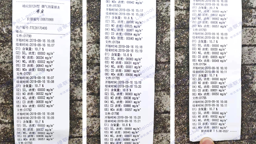 本項目煙氣測量報表